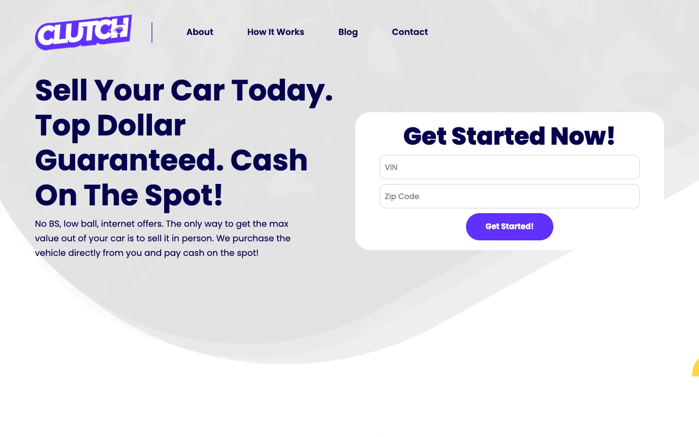 Car Clutch website — desktop view