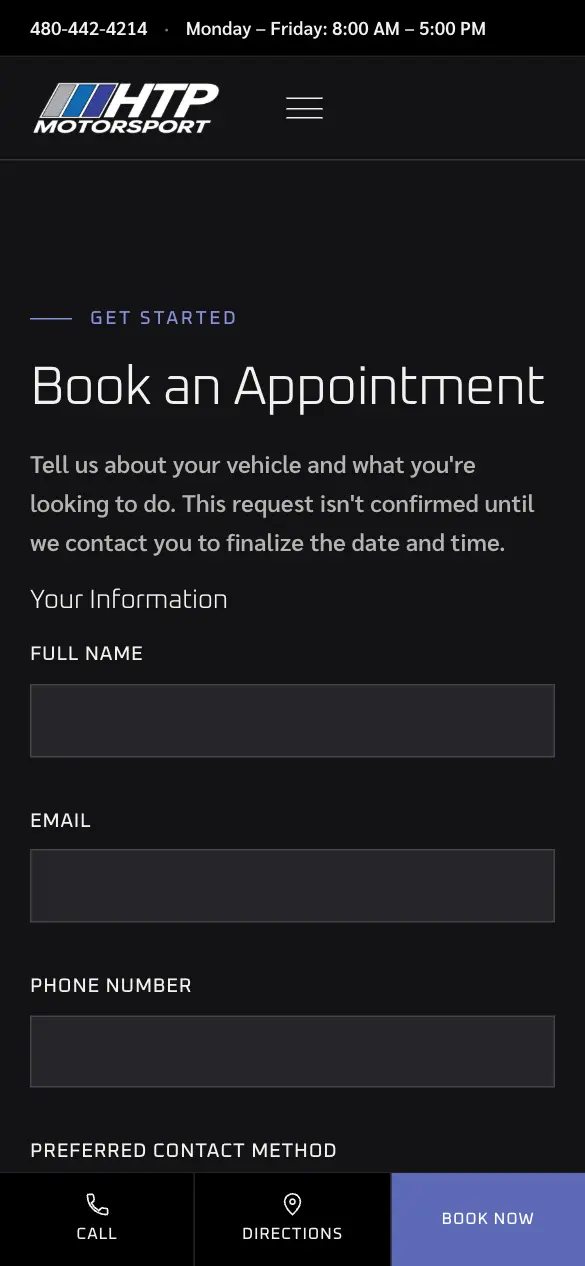 HTP Motorsport — Appointments on a phone
