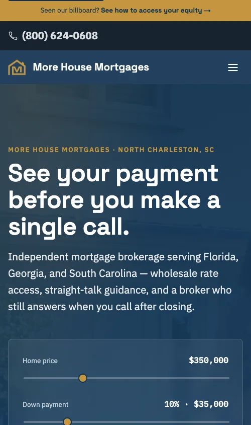 More House Mortgages website — mobile view