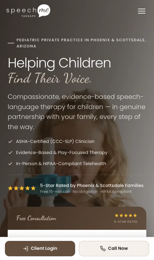 Speech Me Therapy website — mobile view