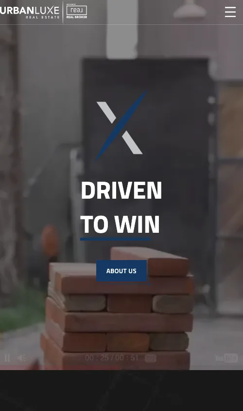 Urban Luxe Real Estate website — mobile view