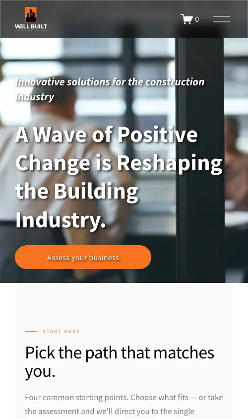 Well Built Consulting website — mobile view